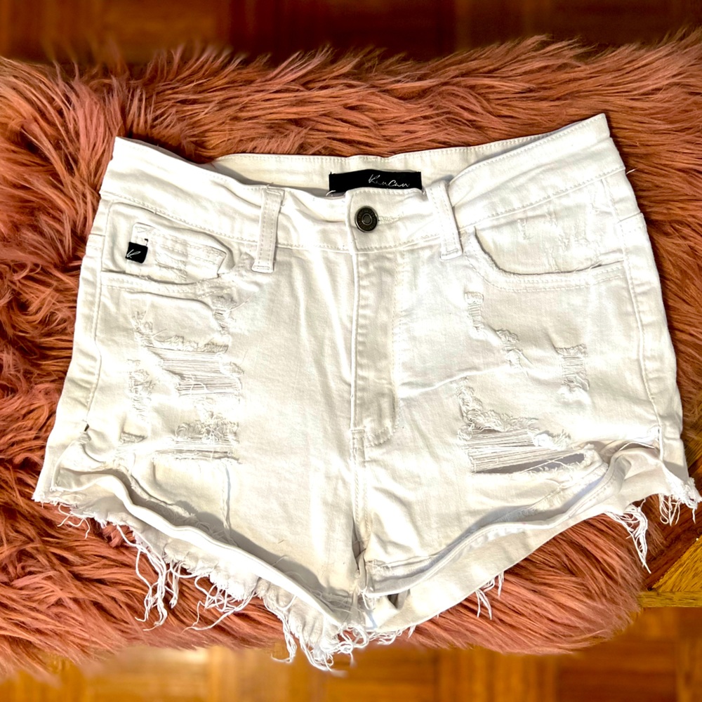 Kancan white ripped shorts